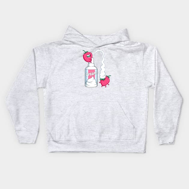 Strawberries with cream Kids Hoodie by comicada